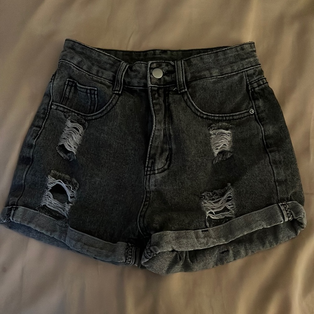Black high waisted jean shorts